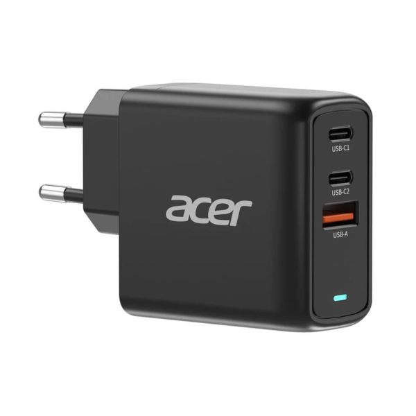 original Acer 67W PD GaN Charger, 2 x USB C and 1 x USB A, EU Plug, 100W USB C cable, Retail Pack