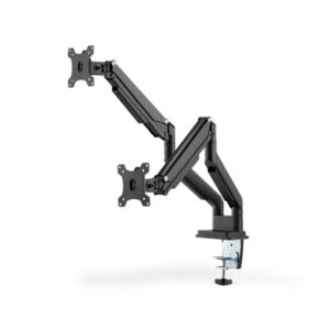Digitus | Desk Mount | Universal Dual Monitor Mount with Gas Spring and Clamp Mount | Swivel, height adjustment, rotate | Black
