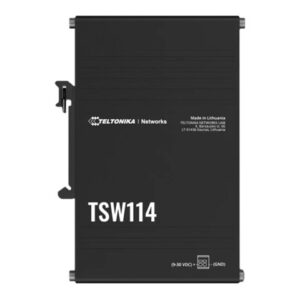 Teltonika | DIN Rail Switch | TSW114 | Unmanaged | Wall-mountable | Gigabit Ethernet (copper) ports quantity 5 | Power supply type 2-pin industrial DC power socket Teltonika | DIN Rail Switch | TSW114 | Unmanaged | Wall-mountable | Gigabit Ethernet (copper) ports quantity 5 | Power supply type 2-pin industrial DC power socket