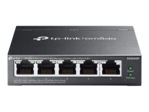 TP-LINK | Omada 5-Port Gigabit Easy Managed Switch with 4-Port PoE+ | ES205GP | Desktop/Wall mountable