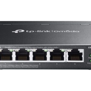 TP-LINK | Omada 5-Port Gigabit Easy Managed Switch with 4-Port PoE+ | ES205GP | Desktop/Wall mountable
