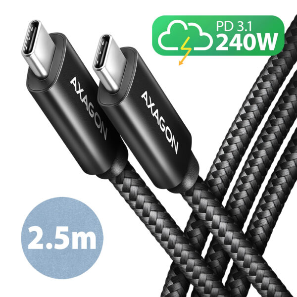 AXAGON | Data and charging USB 480Mbps cable, 2.5 m | BUCM2-CM25AB | USB-C to USB-C