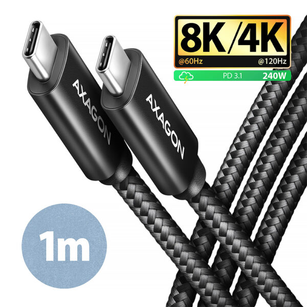AXAGON | Data and charging USB4 Gen 3x2 cable, 1 m | BUCM3-CM15AB | USB Type C - USB Type C