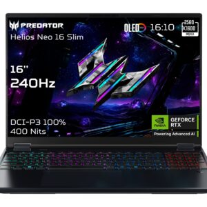 Acer | Predator Helios Neo 16S AI PHN16S-71-95J5 | Black | 16 ” | OLED | WQXGA | 240 Hz | Intel Core Ultra 9 | 275HX | 64 GB | DDR5 | Solid-state drive capacity 1000 GB | NVIDIA GeForce RTX 5070 Ti | Windows 11 Home | Keyboard language English | Keyboard backlit | Warranty 24 month(s)