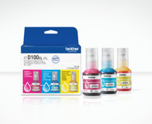 original Brother BTD100CLVAL | Multipack Ink Bottles | Magenta, Cyan, Yellow
