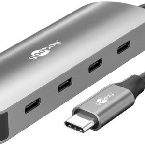 Goobay Slim 4-Port USB-Hub, USB-C auf USB-C, 10 Gbit/s, Grey | 76565