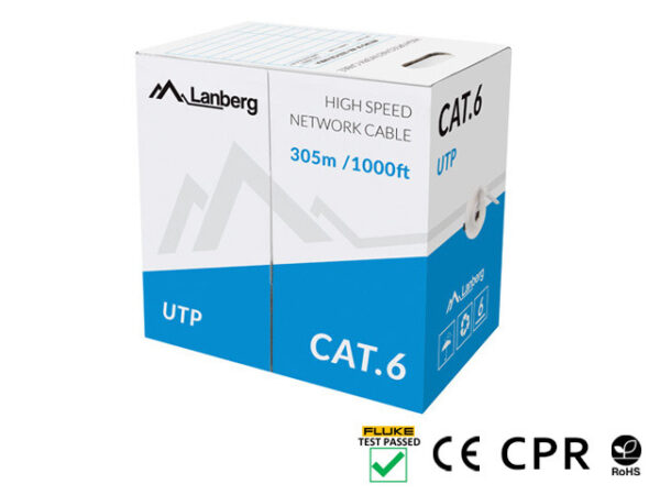 original Lanberg | LAN Cable Cat.6 UTP Solid CU CPR + Fluke Passed | LCU6-11CU-0305-S
