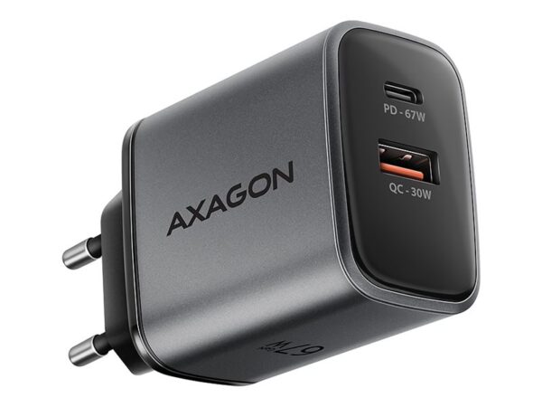 AXAGON Wall charger 67W, 2x port (USB-A + USB-C) PD3.0/PPS/QC4+/SFC 2.0/Apple | ACU-PQ67