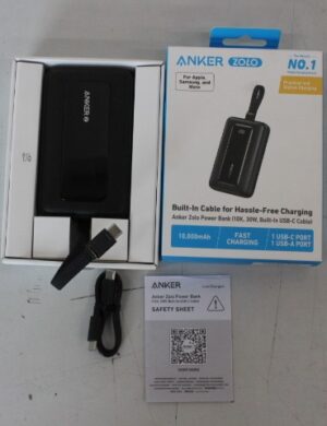 original SALE OUT. Anker Power Bank with Built-In USB-C Cable | A1688H11 | 10000 mAh | Black | DEMO