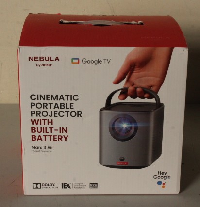original SALE OUT. Anker Nebula Mars 3 Air Google TV Projector with Built-In Netflix | Full HD (1920x1080) | 400 ANSI lumens | Black | DAMAGED PACKAGING AS DEMO | Wi-Fi